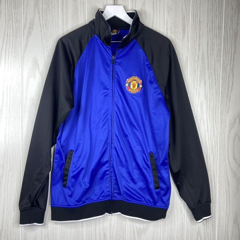 Manchester United Track Jacket Large Blue Official Merch Full Zip Soccer MUFC
